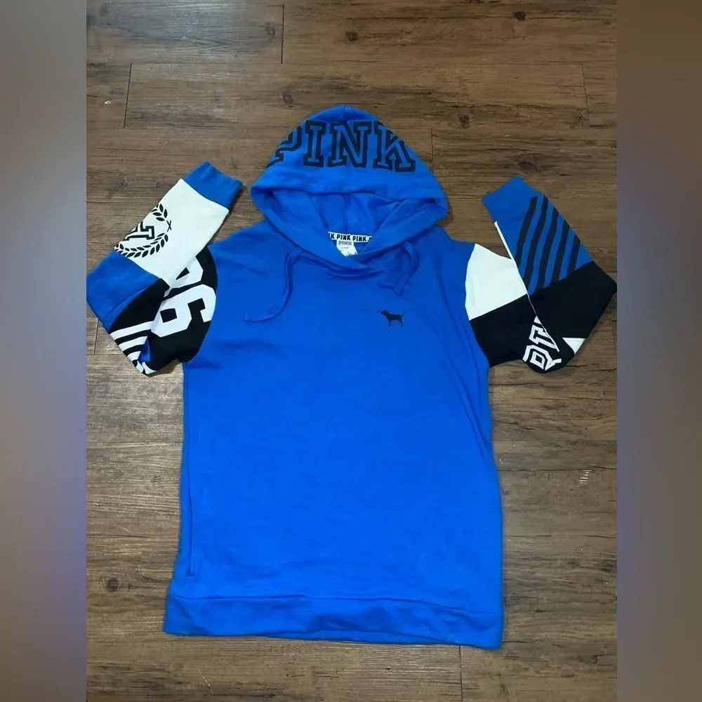 Victoria’s Secret Pink campus crossover 86 Logo Hoodie Royal Blue Medium